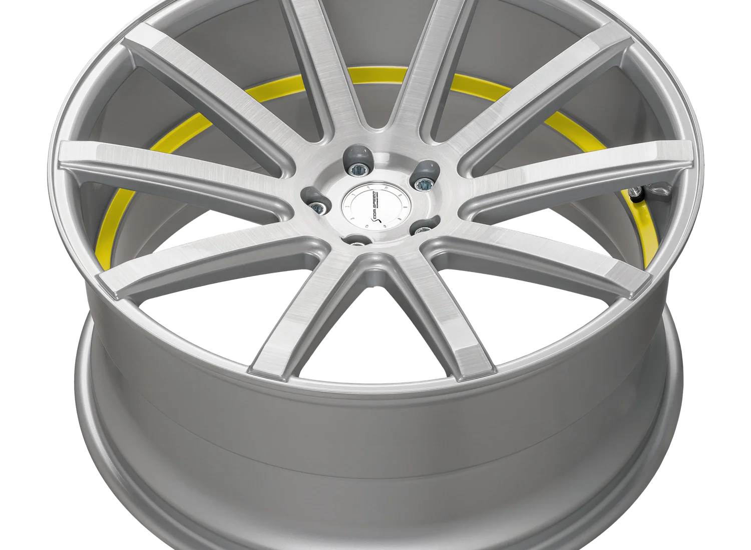 Deville Silver Brushed Surface Colour Trim Yellow