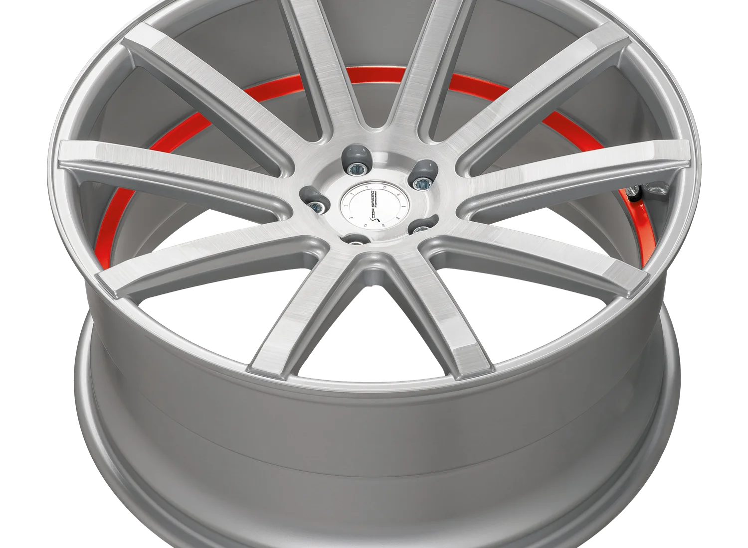Deville Silver Brushed Surface Colour Trim Red