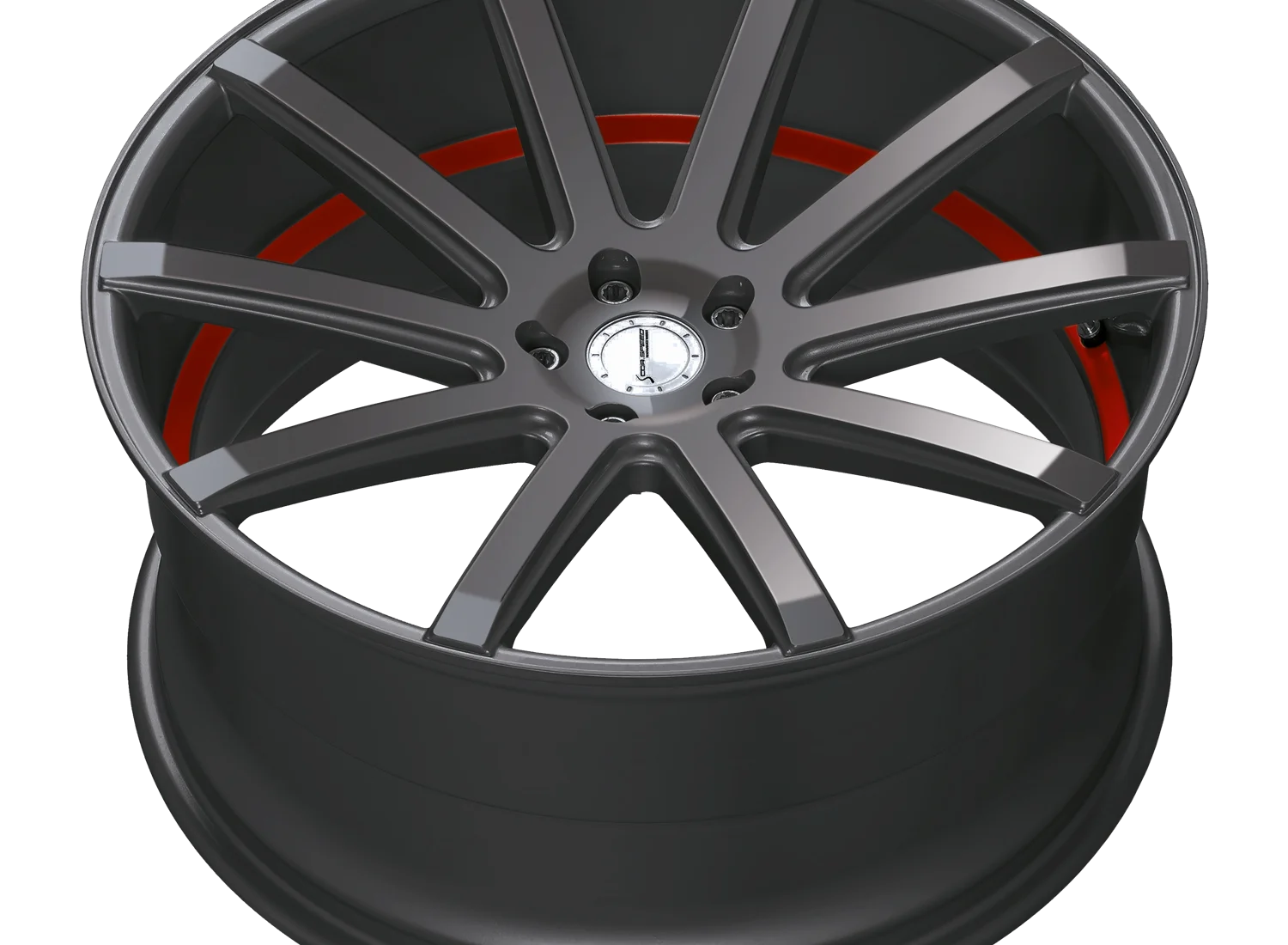 Deville Gunmetal Colour Trim Red